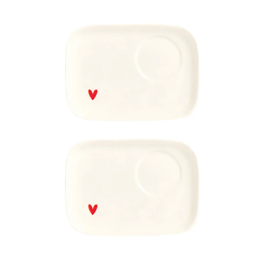 Set 2 Piattini per Tazze Espresso Cuore Rosso