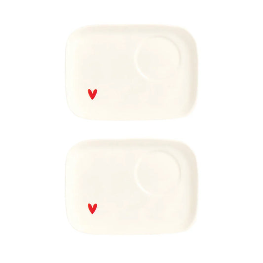Set 2 Piattini per Tazze Espresso Cuore Rosso