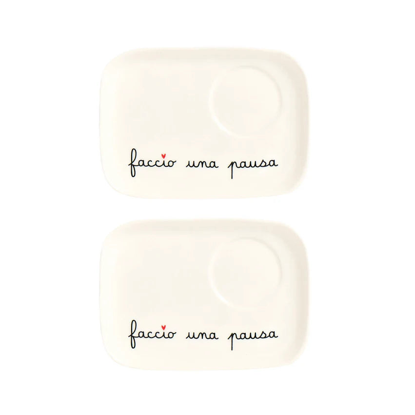 Set 2 Piattini per Tazze Espresso Faccio Una Pausa