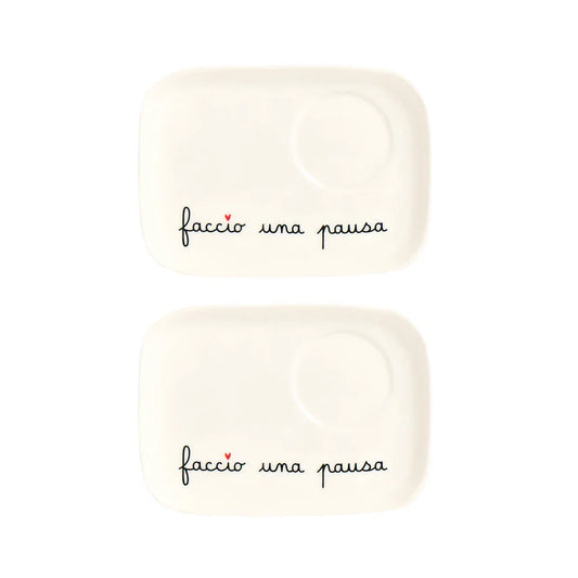 Set 2 Piattini per Tazze Espresso Faccio Una Pausa