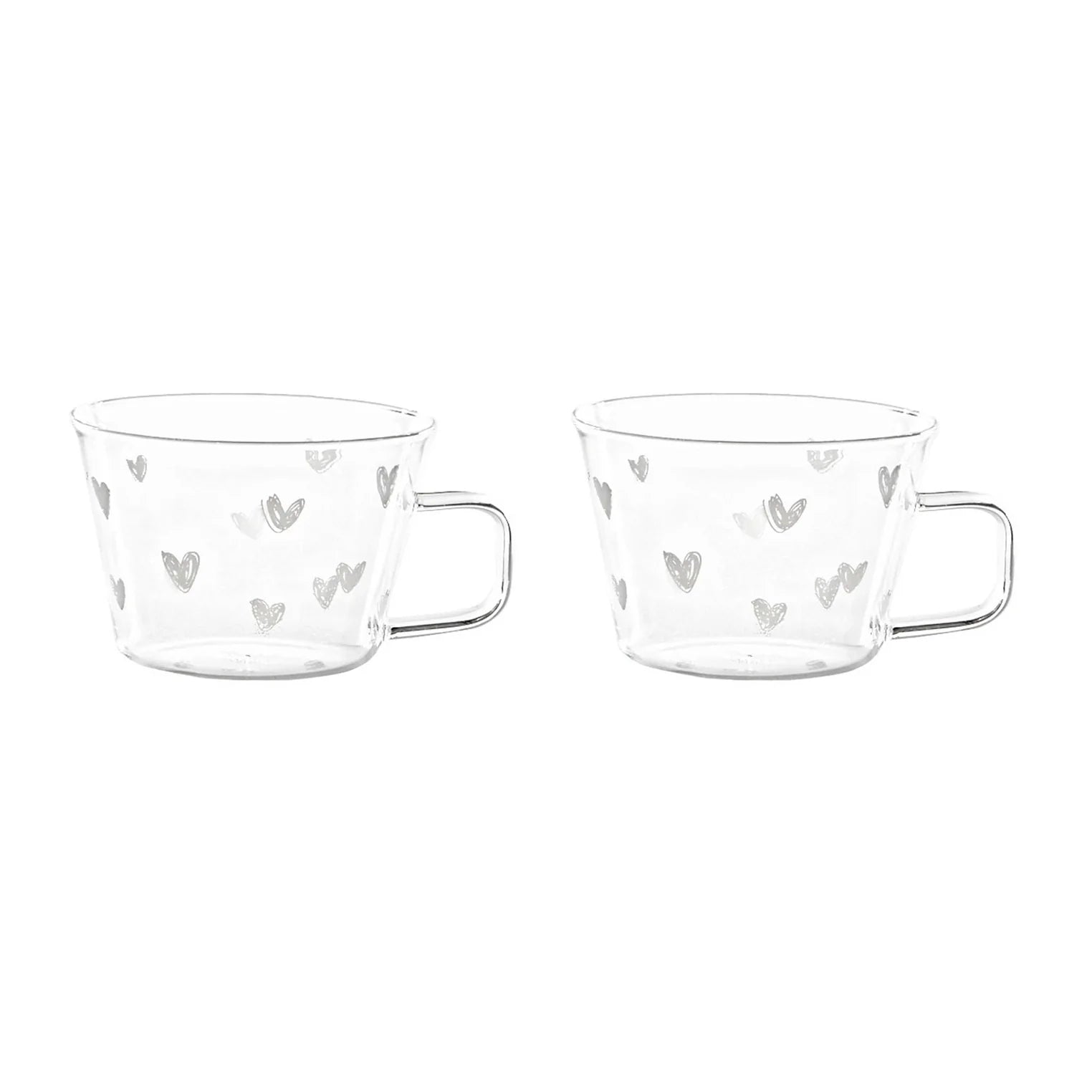 Set 2 Tazze in Vetro 280 ml Cuori