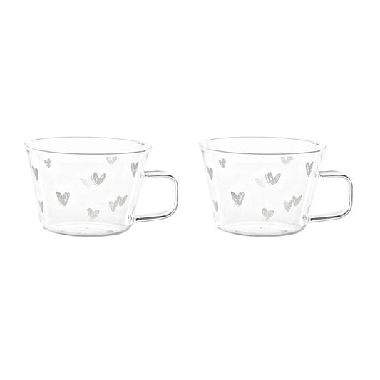 Set 2 Tazze in Vetro 280 ml Cuori