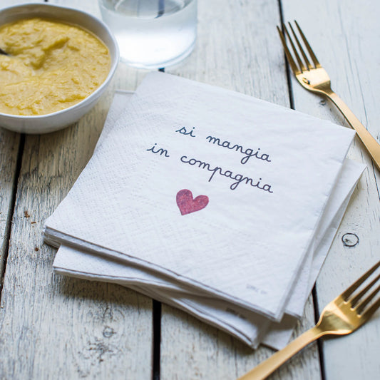 Set 20 tovaglioli di carta Si mangia in compagnia 33x33 Simple Day