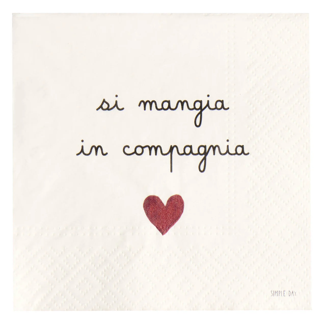 Set 20 tovaglioli di carta Si mangia in compagnia 33x33 Simple Day