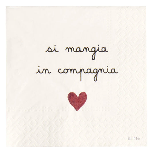 Set 20 tovaglioli di carta Si mangia in compagnia 33x33 Simple Day