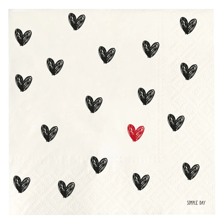 Set 20 Tovaglioli di Carta 33 x 33 Tappezzeria Cuori