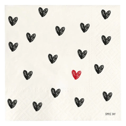 Set 20 Tovaglioli di Carta 33 x 33 Tappezzeria Cuori