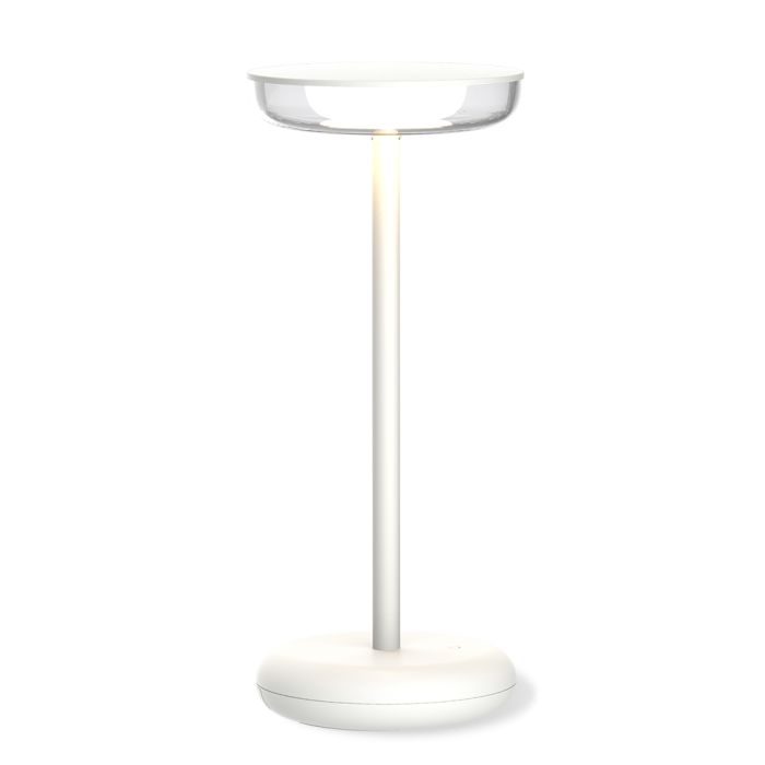 Lampada Hygge ricaricabile. Dimensioni Ø11x26 cm. Colore bianca.