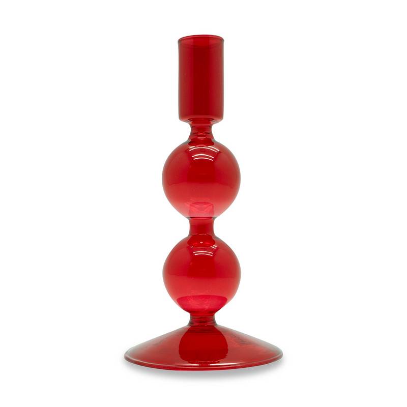 Portacandele in Vetro 16 cm Rosso WD Lifestyle