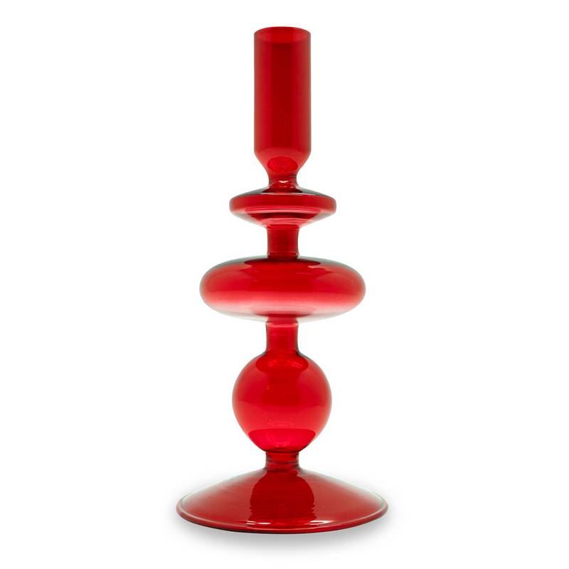 Portacandele in Vetro 20 cm Rosso WD Lifestyle