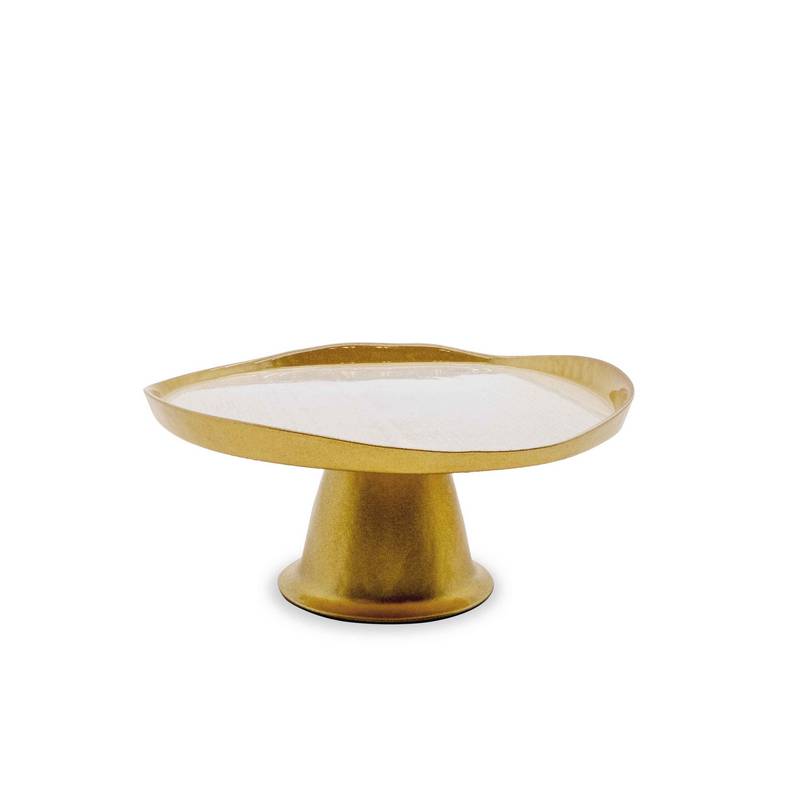 Alzatina in Vetro Perla e Oro 28 cm WD Lifestyle
