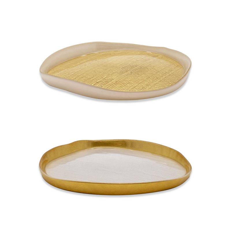 Set 2 Piatti in Vetro Ø18 cm Oro WD Lifestyle